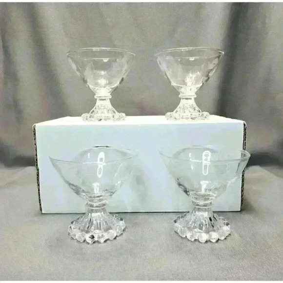 Vintage MCM Anchor Hocking Boopie Bubble Foot Etched Rose AHC7 Champagne Coupes - Picture 2 of 5